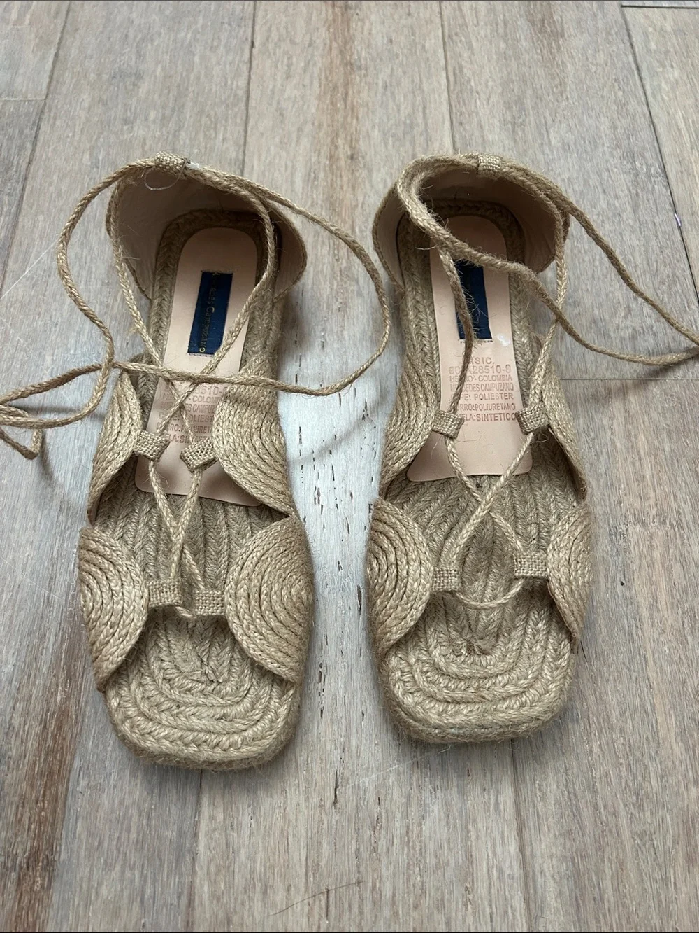 Mercedes Campuzano Women’s Natural Braided Espadrille Sandals - Lace-Up size 10